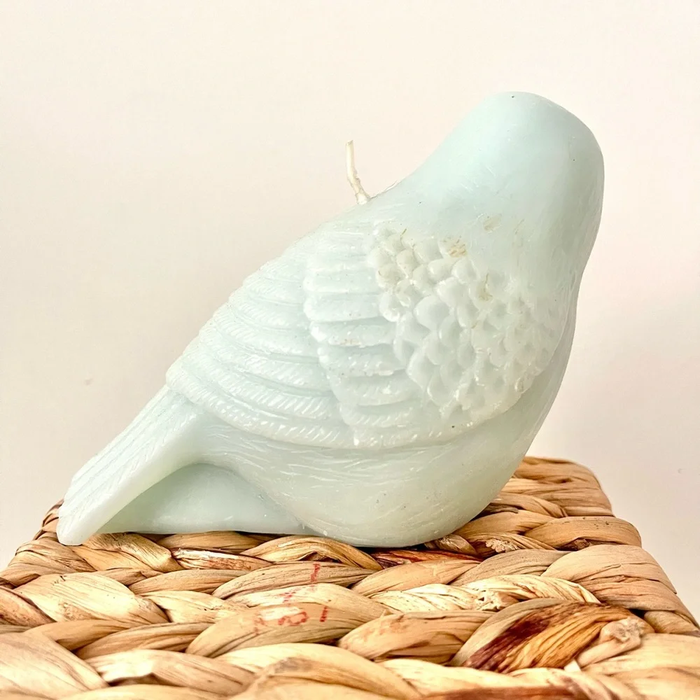 Blue Bird Set Metal and Wax Candle